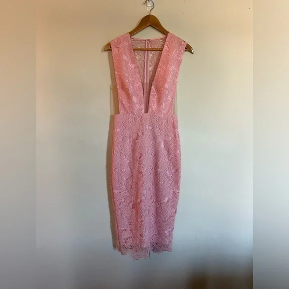 Sau Lee Pink Lace Kendall Dress - 4 - Picture 4 of 6